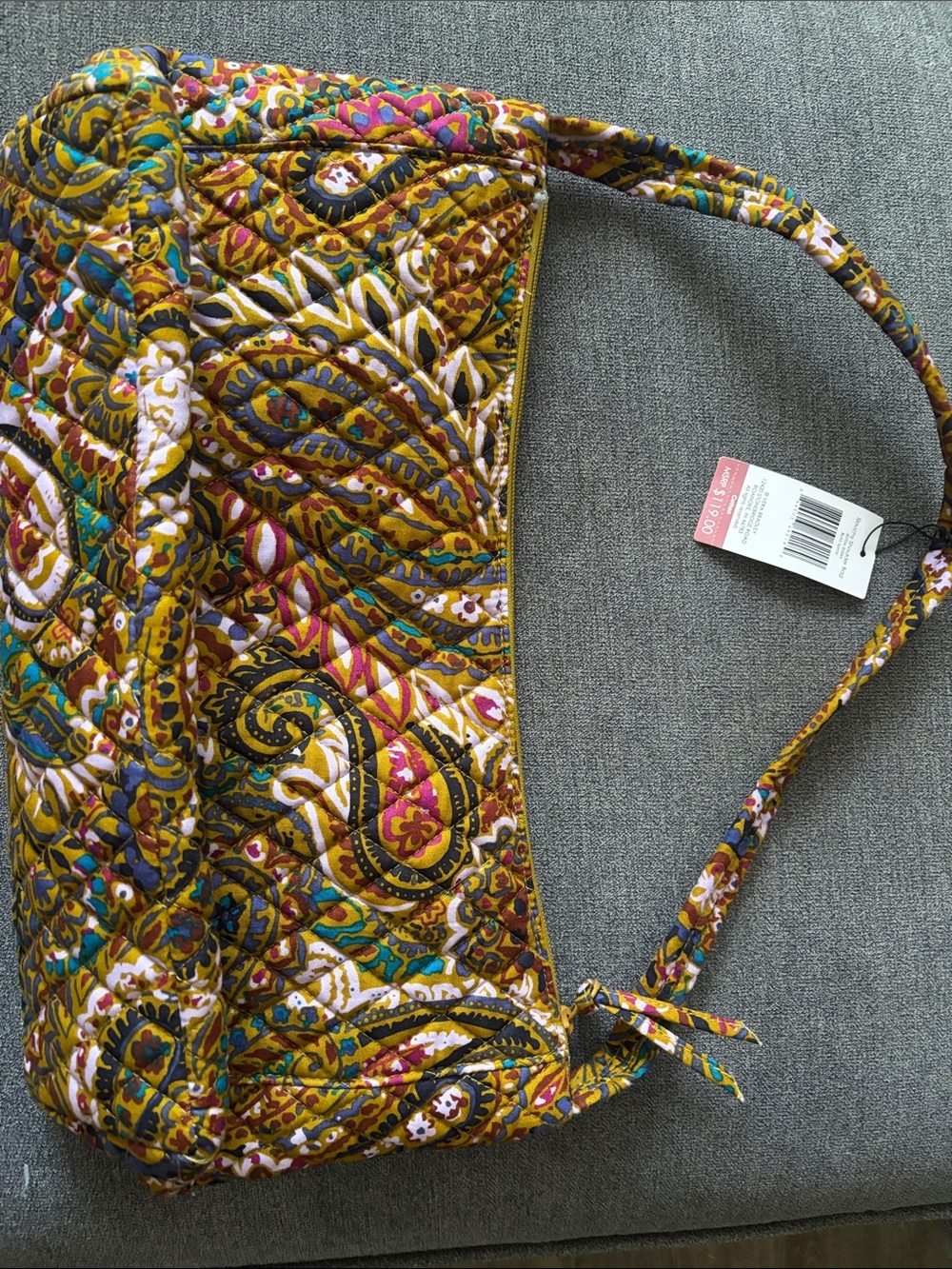 Quilted Paisley Shoulder Bag in Mustard Multicolor